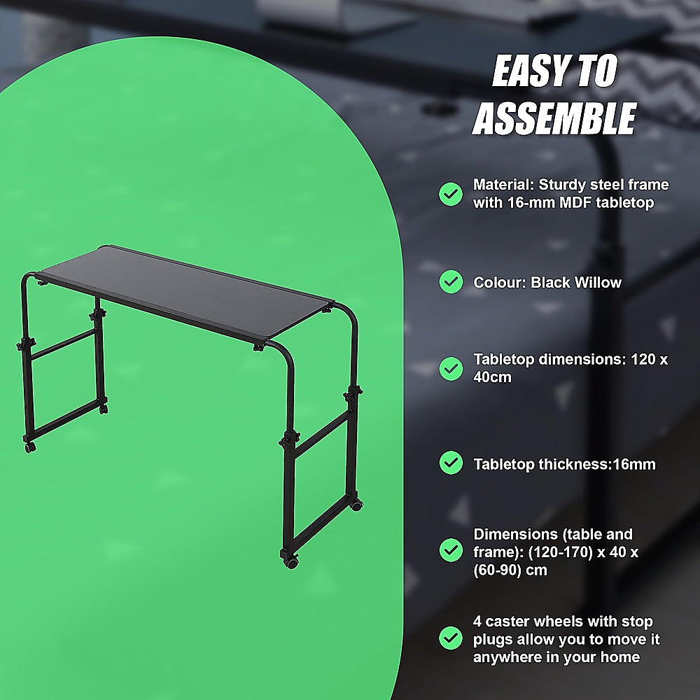 Overbed Table Work Laptop Desk with Wheels 9