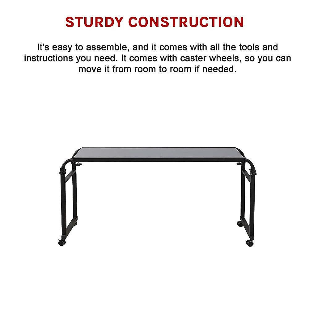 Overbed Table Work Laptop Desk with Wheels 10