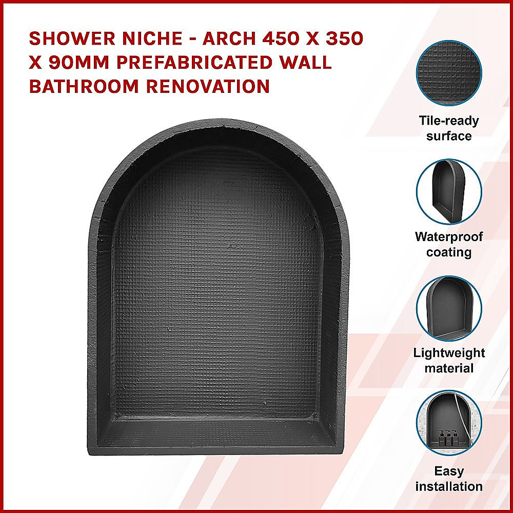 Shower Niche - Arch 450 x 350 x 90mm Prefabricated Wall Bathroom Renovation 3