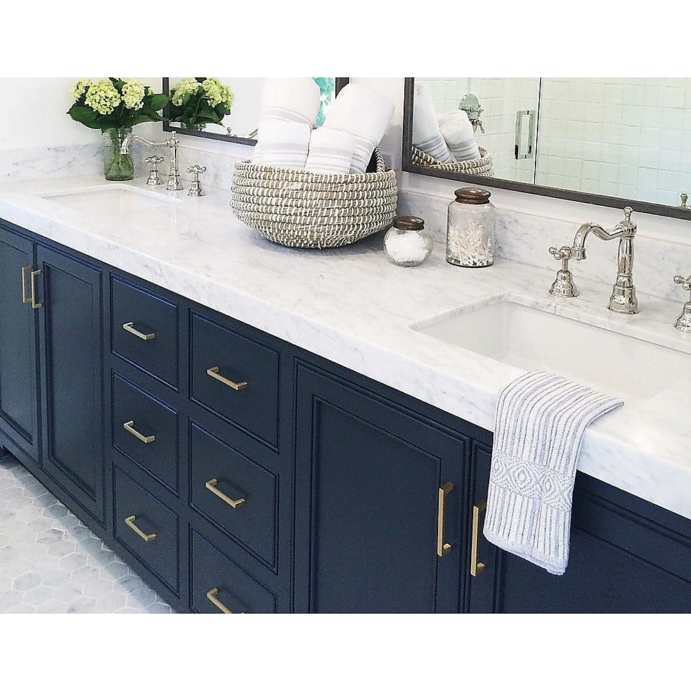 15x Brushed Brass Drawer Pulls Kitchen Cabinet Handles - Gold Finish 96mm 3