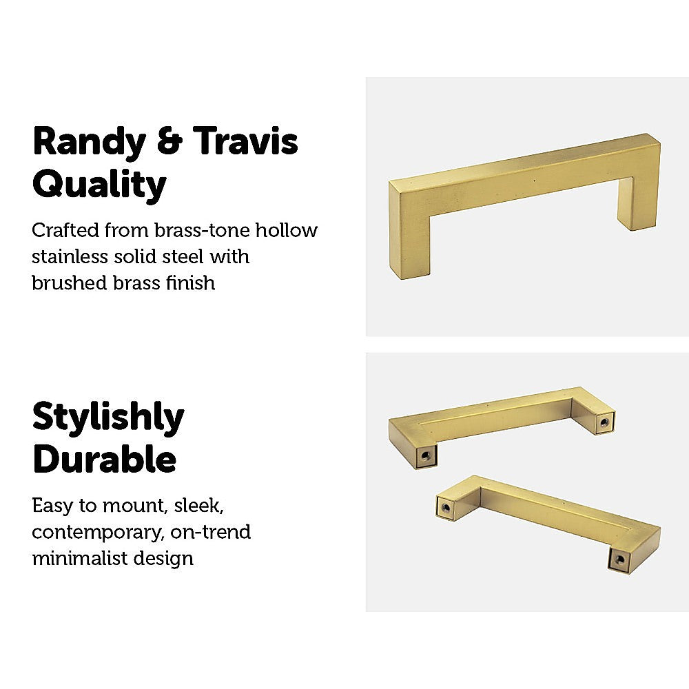 15x Brushed Brass Drawer Pulls Kitchen Cabinet Handles - Gold Finish 96mm 5