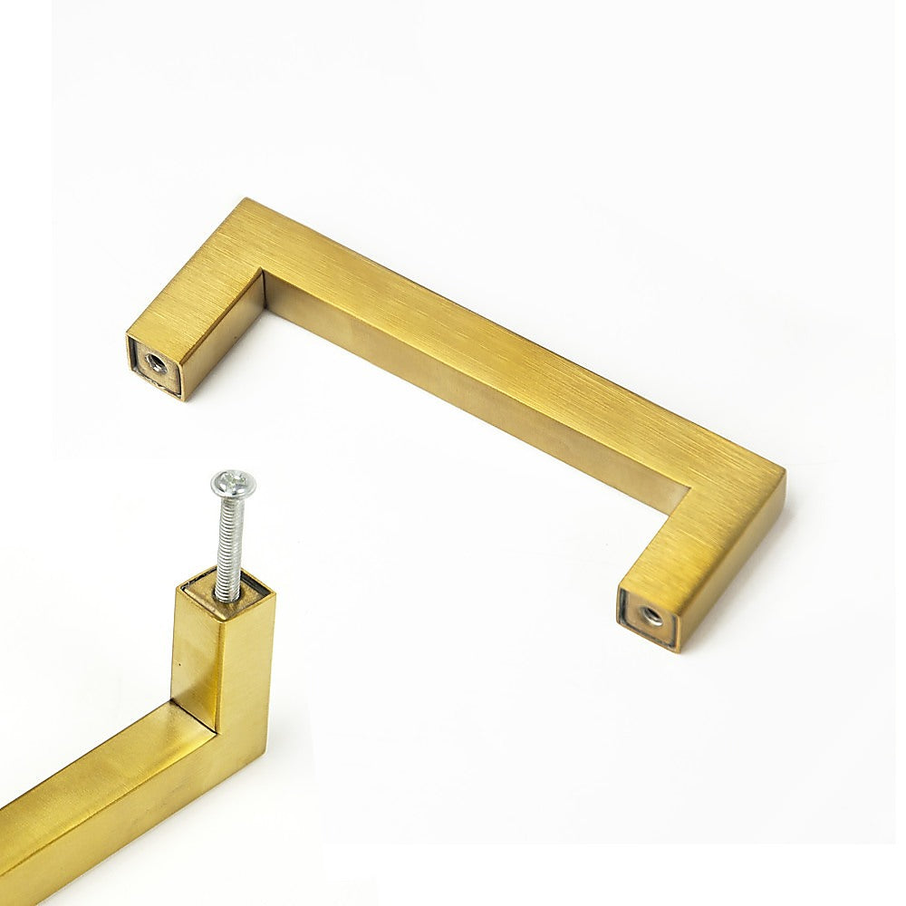 15x Brushed Brass Drawer Pulls Kitchen Cabinet Handles - Gold Finish 96mm 9