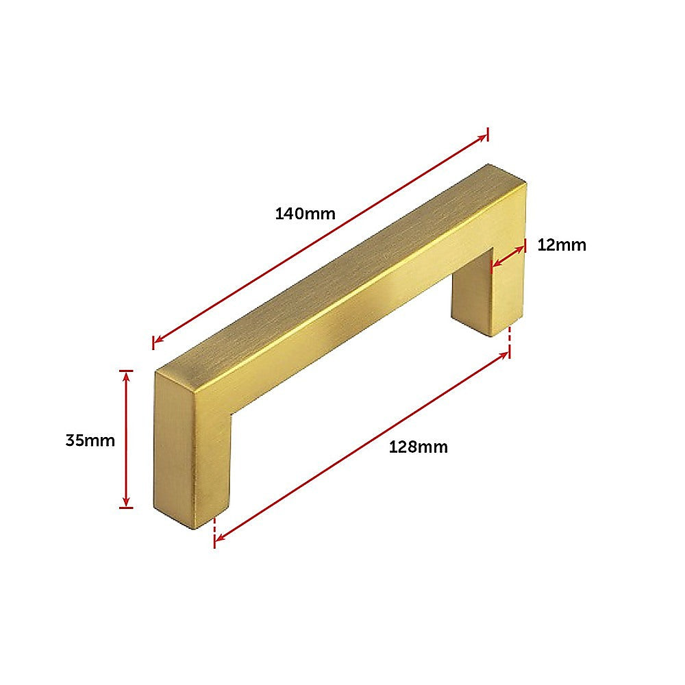 15x Brushed Brass Drawer Pulls Kitchen Cabinet Handles - Gold Finish 128mm 8