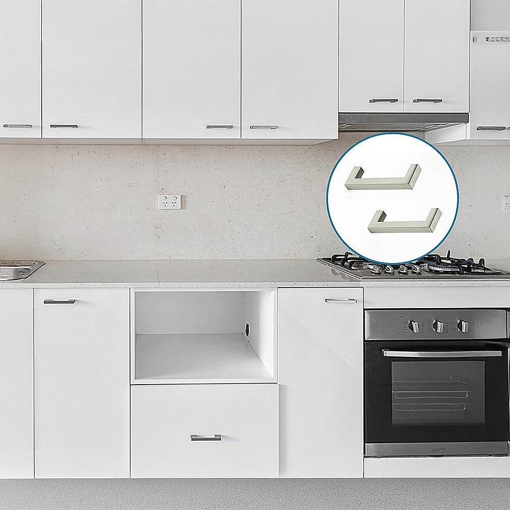 Brushed Nickel Stainless Steel Kitchen Cabinet Square Drawer Pull Door Handles 15-Pack 6