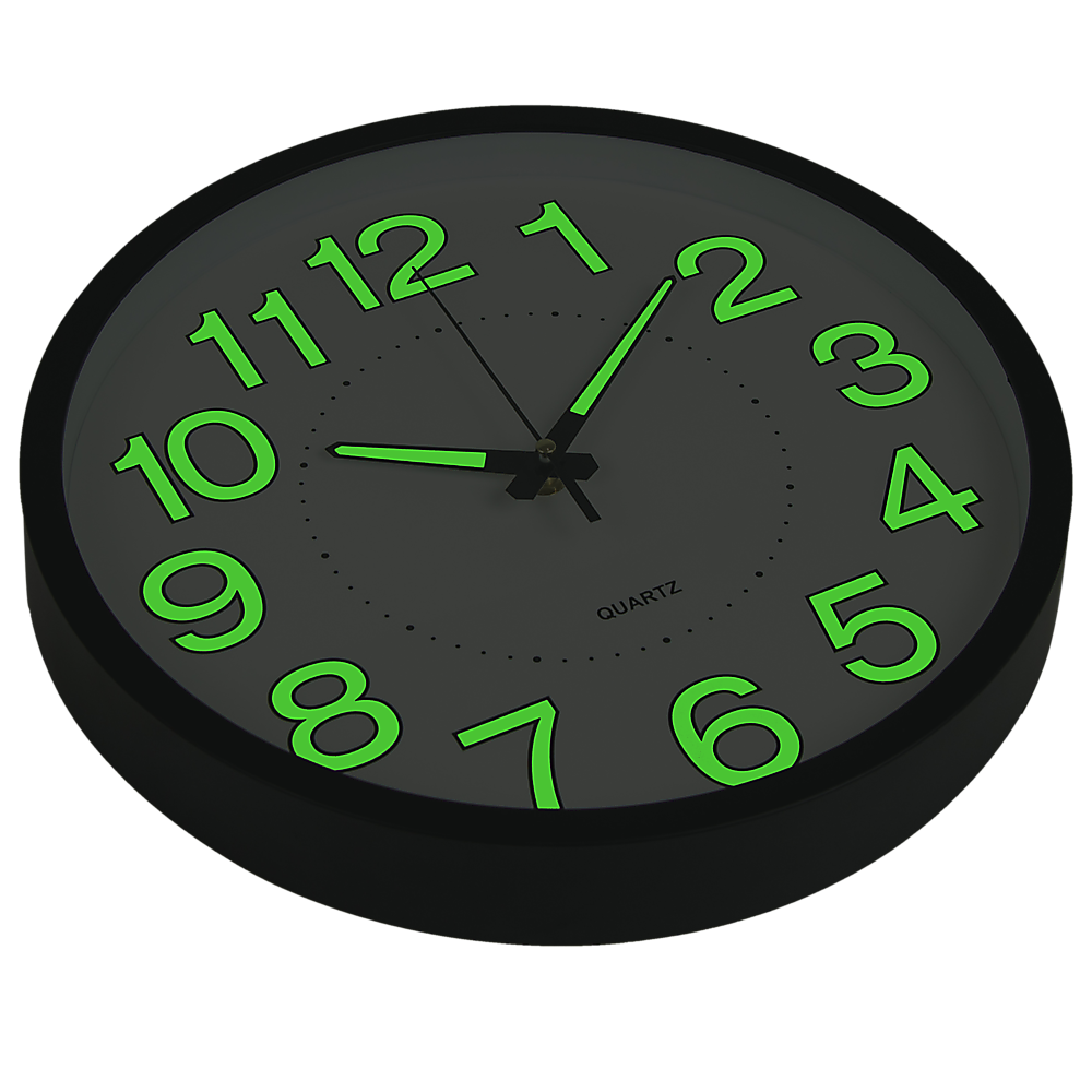 305mm Luminous Wall Clock Glow In The Dark Silent Quartz Indoor Home Modern Clock 6