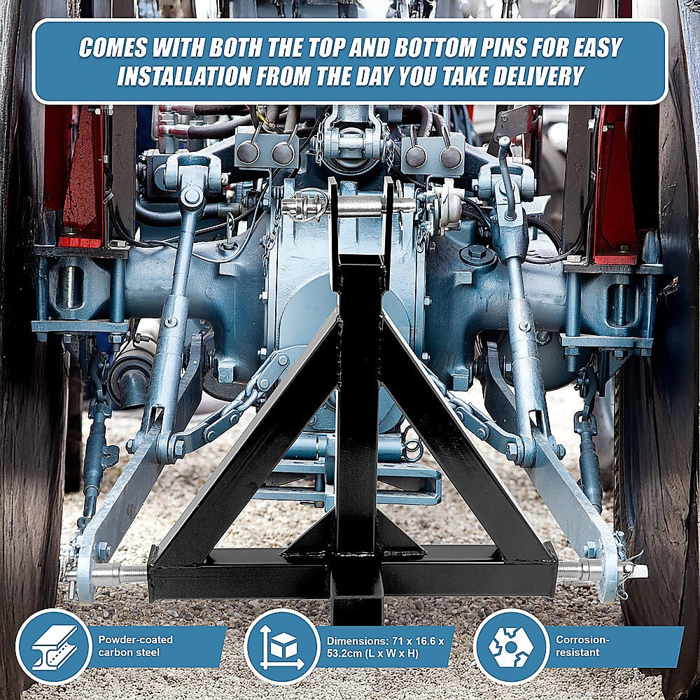 Heavy Duty Steel 3 Point 2" Trailer Hitch Receiver Tow Drawbar For Cat 1 Tractor 10