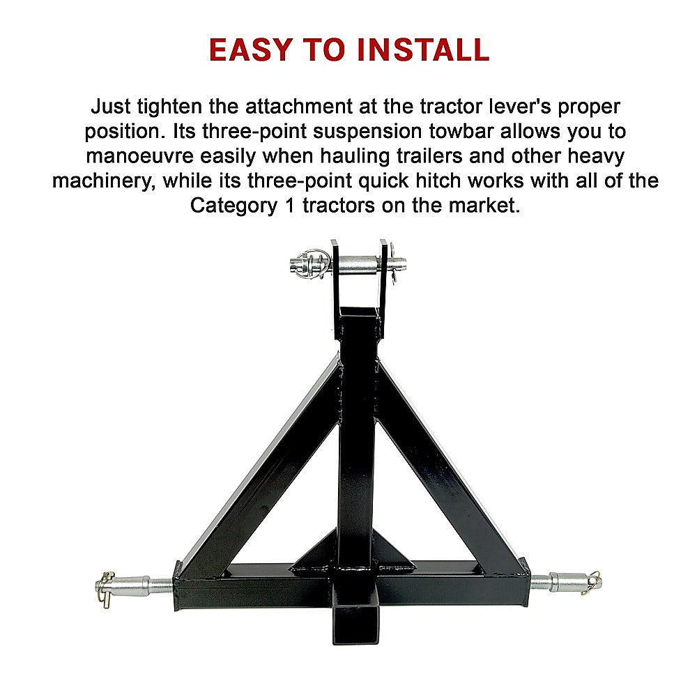 Heavy Duty Steel 3 Point 2" Trailer Hitch Receiver Tow Drawbar For Cat 1 Tractor 12