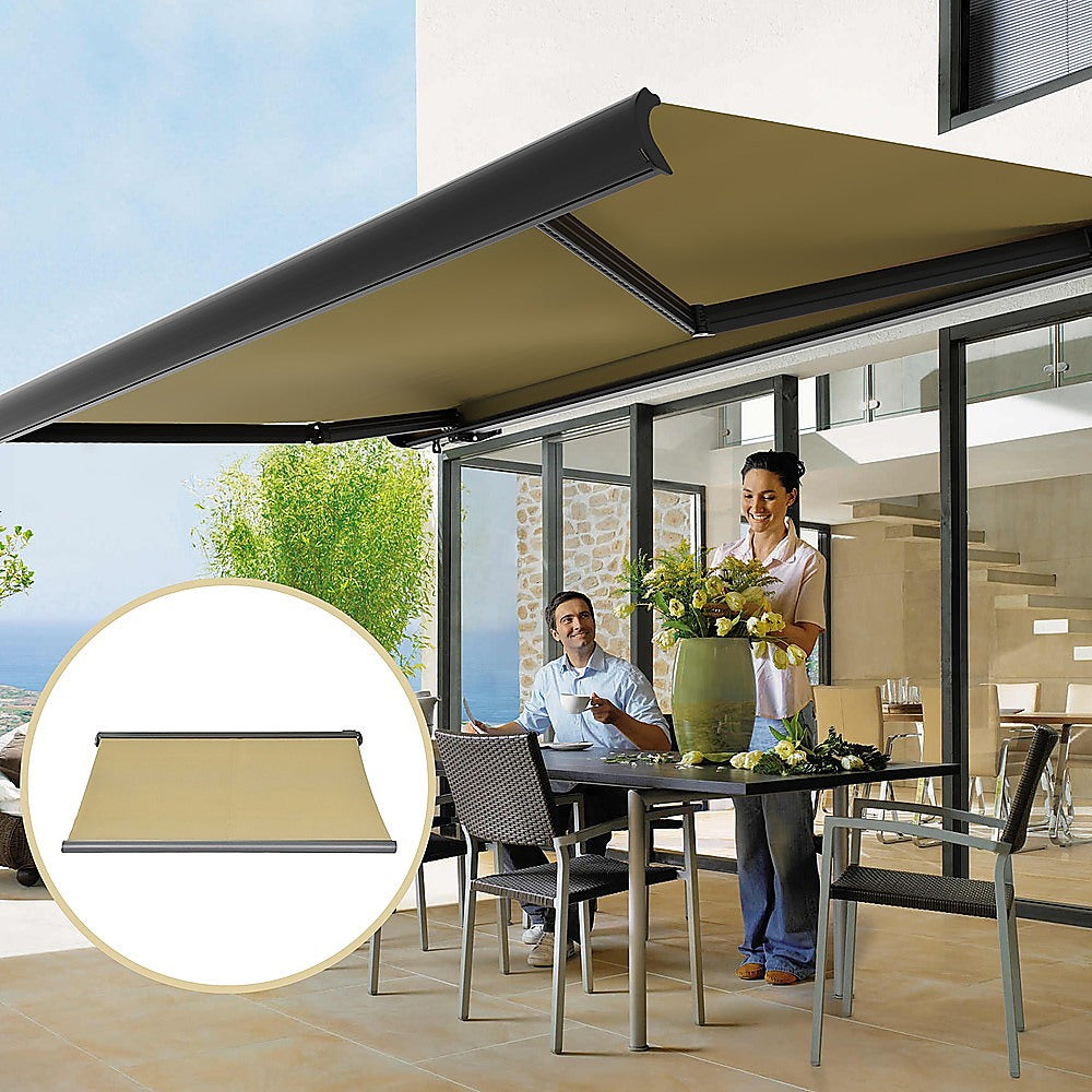 5.5m x 3.0m Retractable Folding Arm Awning Heavy Duty Full Cassette Motorised 5
