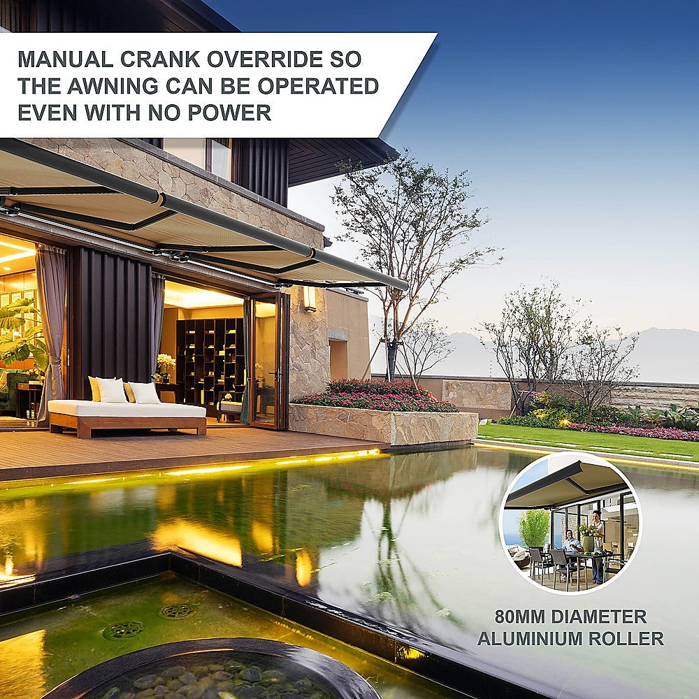 5.5m x 3.0m Retractable Folding Arm Awning Heavy Duty Full Cassette Motorised 4