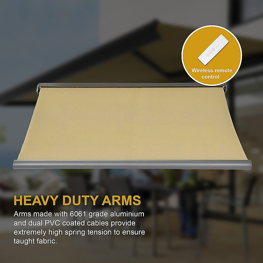 5.5m x 3.0m Retractable Folding Arm Awning Heavy Duty Full Cassette Motorised 8