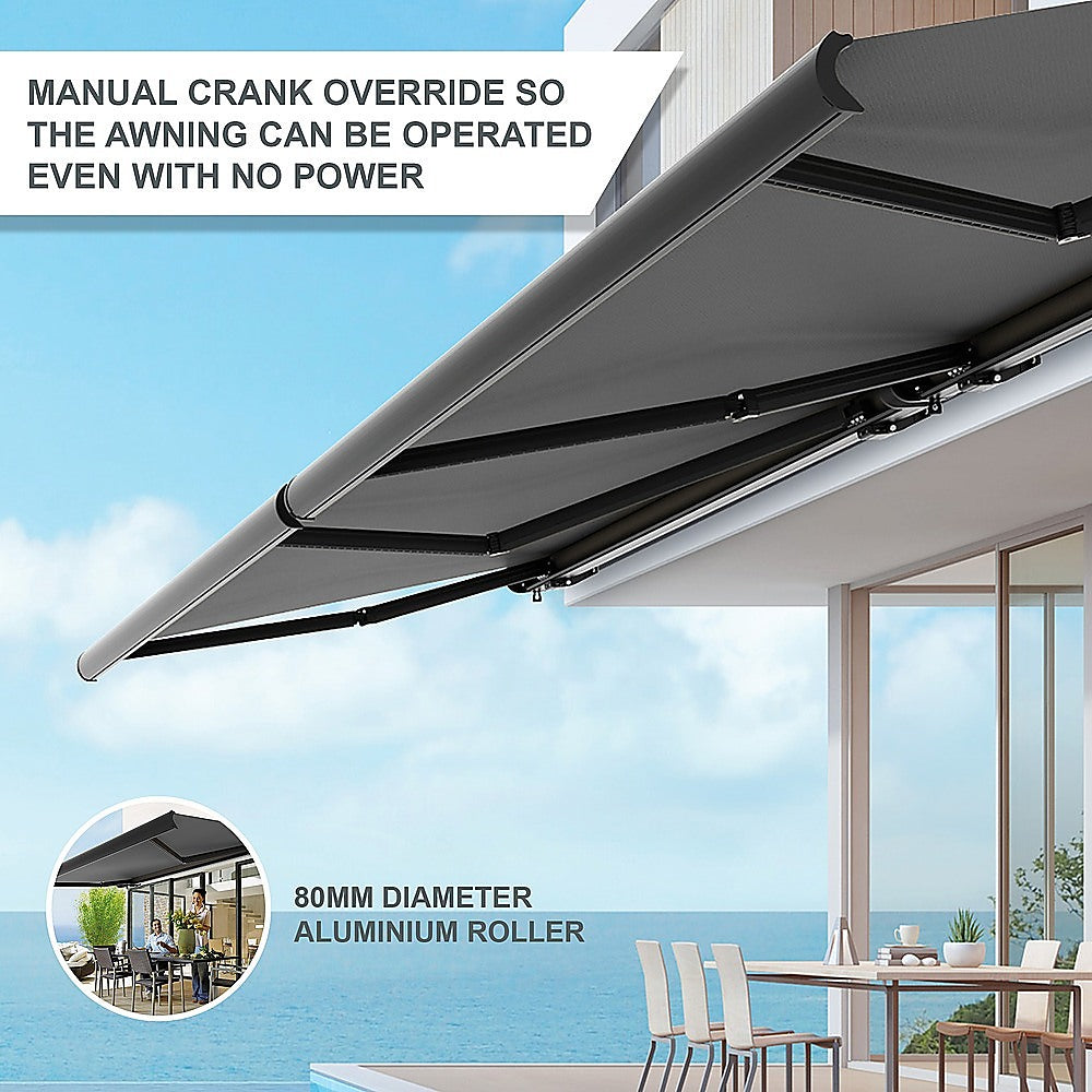 5.5m x 3.0m Retractable Folding Arm Awning Heavy Duty Full Cassette Motorised 7
