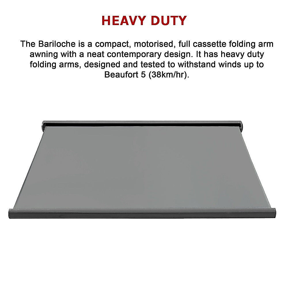 5.5m x 3.0m Retractable Folding Arm Awning Heavy Duty Full Cassette Motorised 10