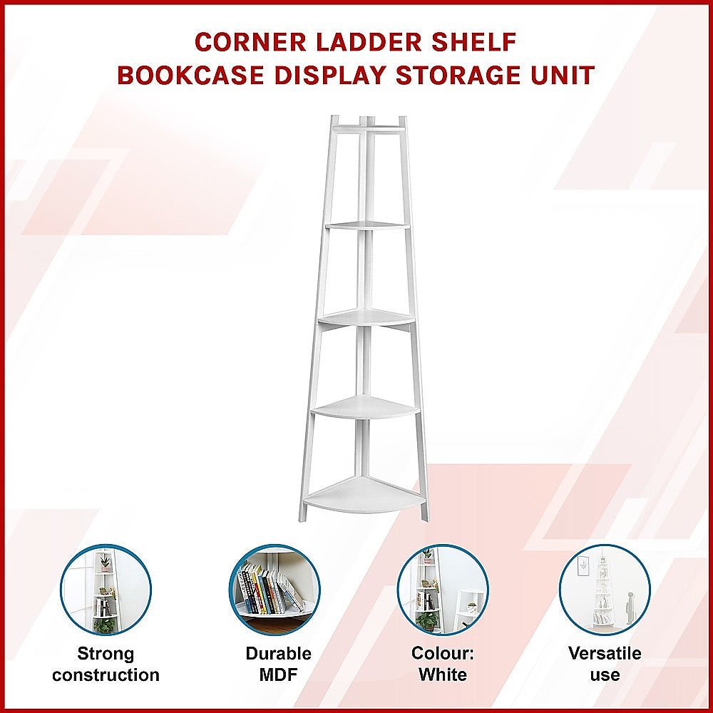 Corner Ladder Shelf Bookcase Display Storage Unit 3