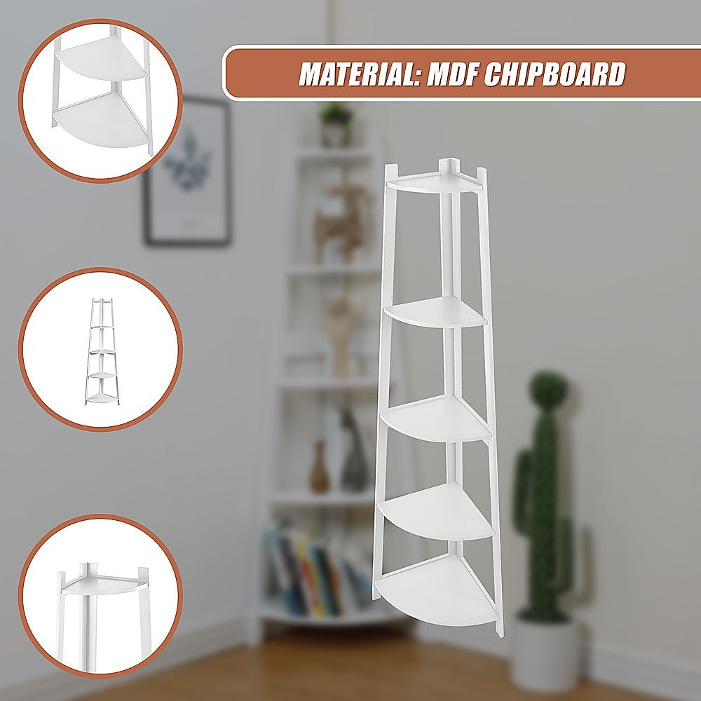 Corner Ladder Shelf Bookcase Display Storage Unit 8