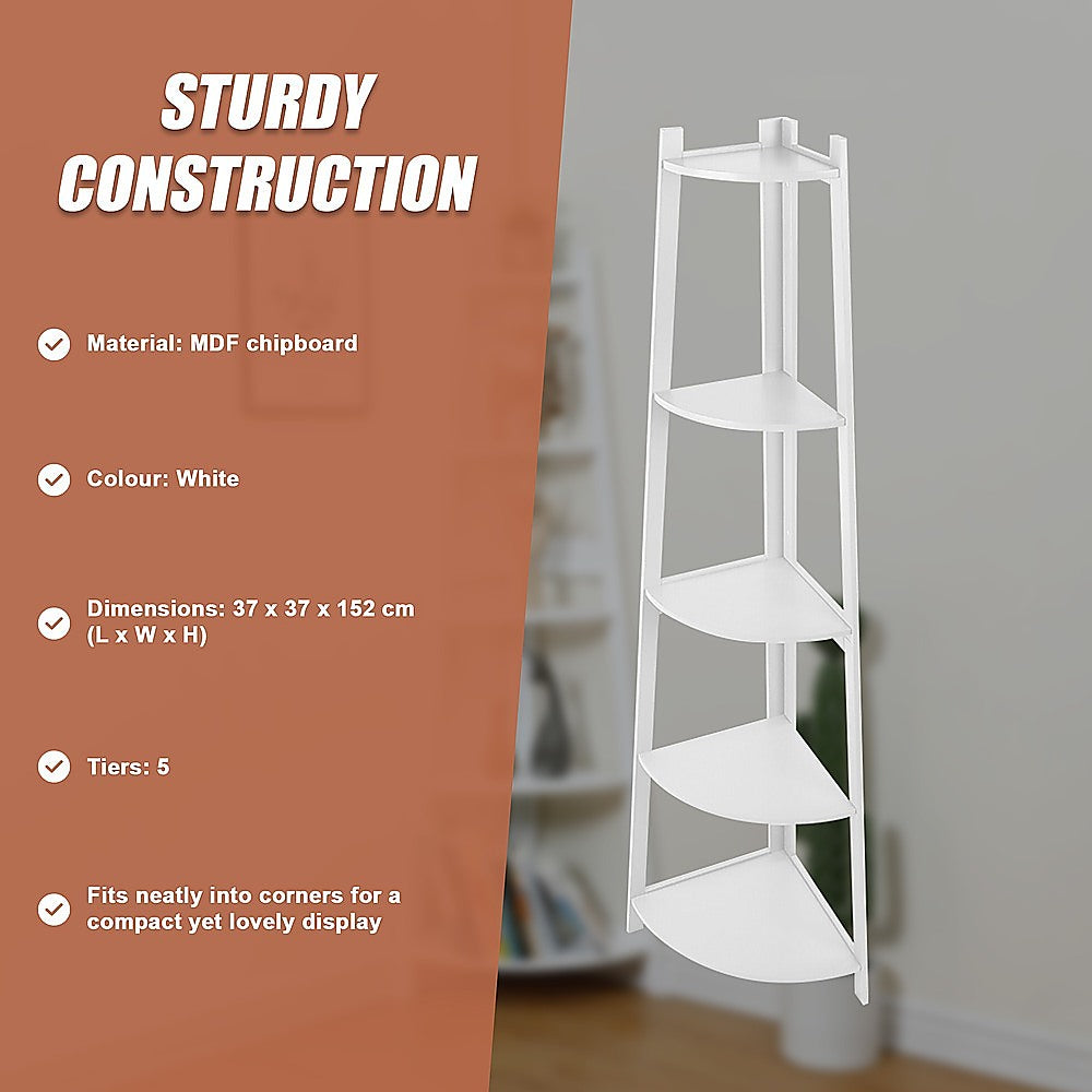 Corner Ladder Shelf Bookcase Display Storage Unit 10