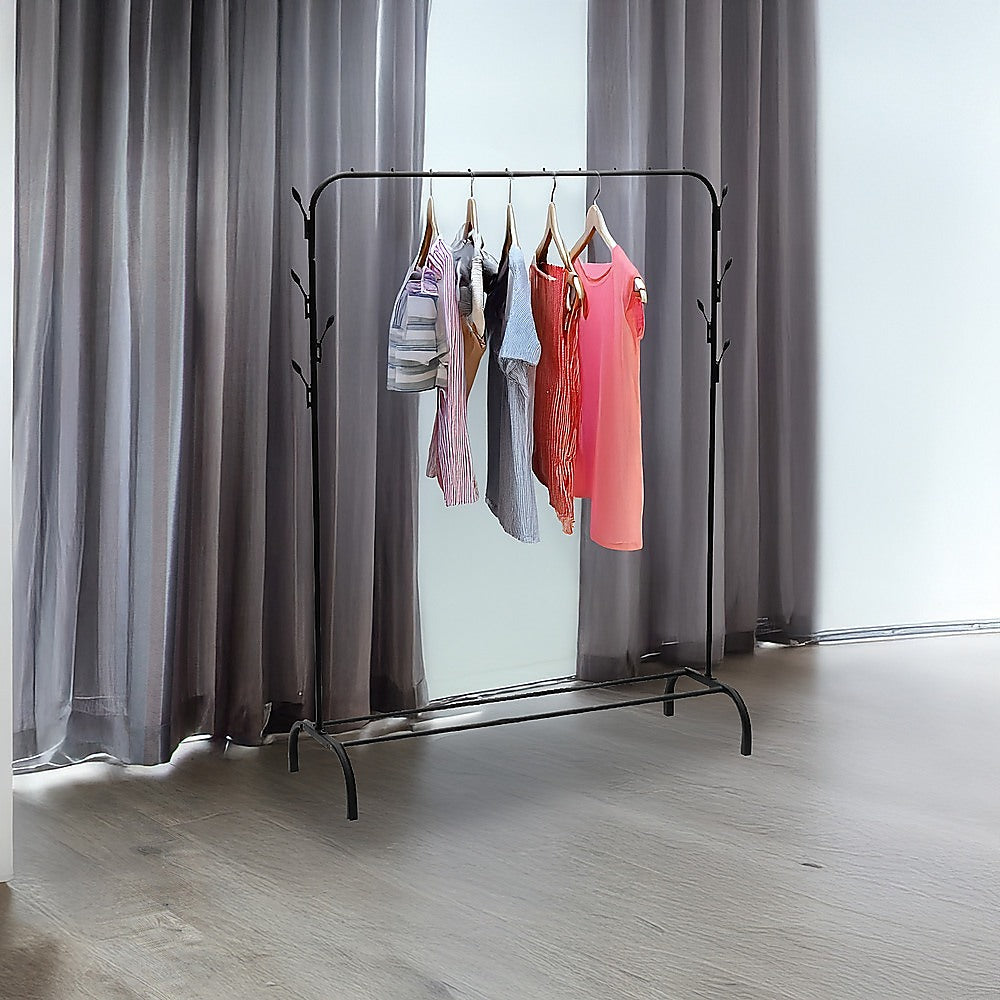 Closet Organizer Metal Garment Rack Portable Clothes Hanger Storage Shoes Rack Black 5