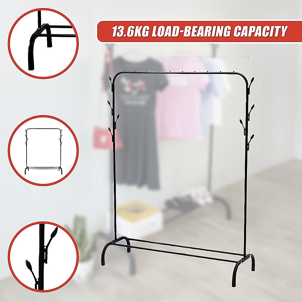 Closet Organizer Metal Garment Rack Portable Clothes Hanger Storage Shoes Rack Black 6