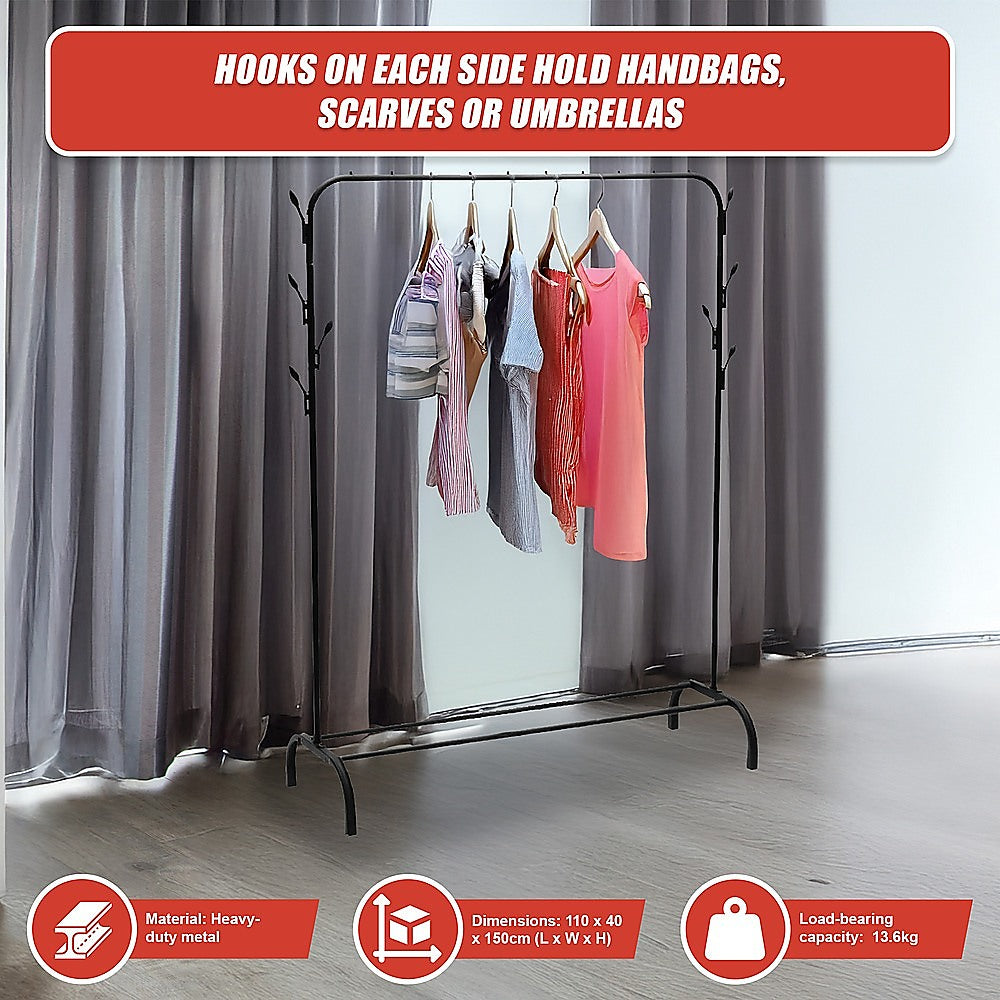 Closet Organizer Metal Garment Rack Portable Clothes Hanger Storage Shoes Rack Black 7