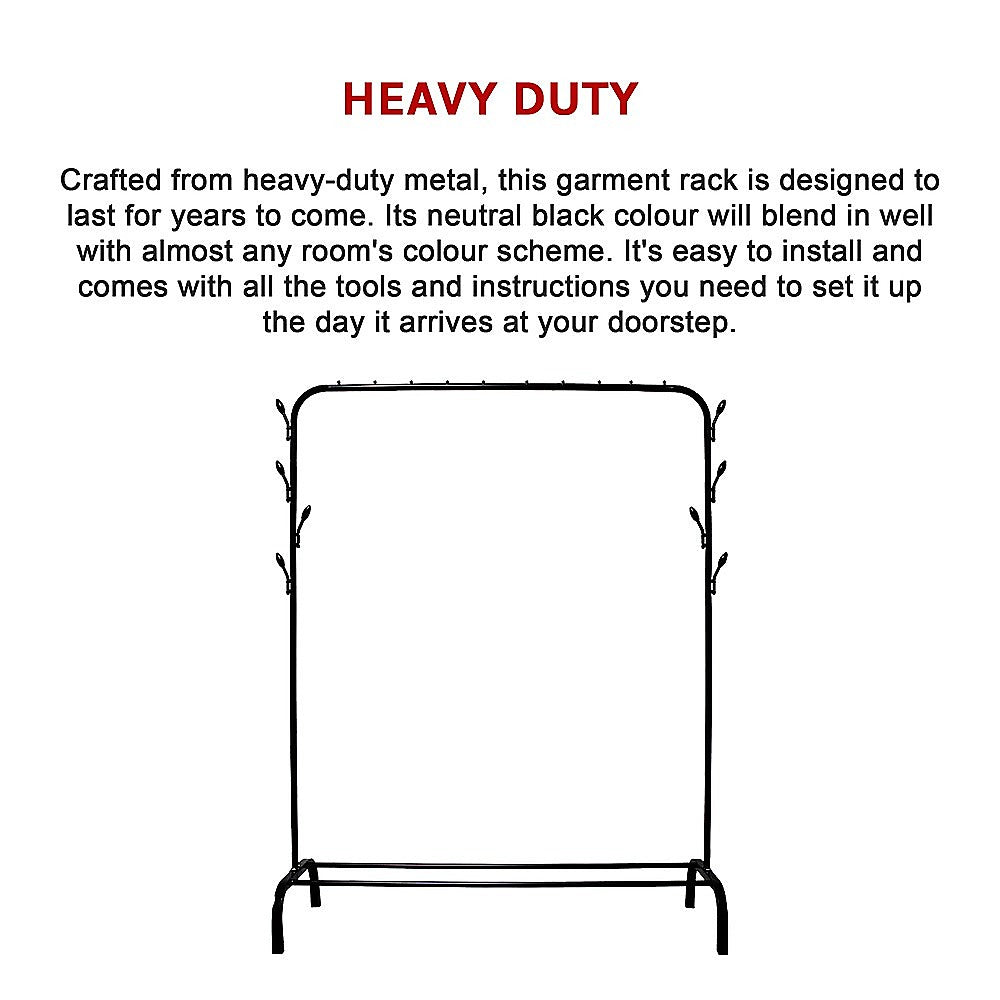 Closet Organizer Metal Garment Rack Portable Clothes Hanger Storage Shoes Rack Black 9