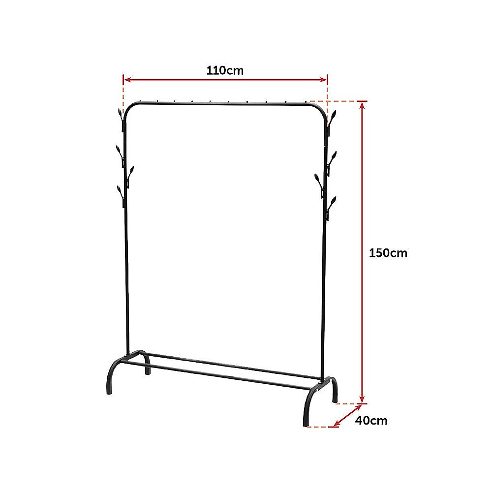 Closet Organizer Metal Garment Rack Portable Clothes Hanger Storage Shoes Rack Black 10