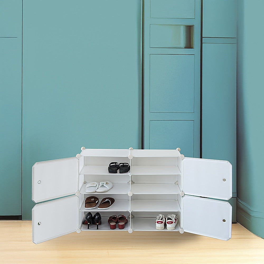 White Cube DIY Shoe Cabinet Rack Storage Portable Stackable Organiser Stand 4