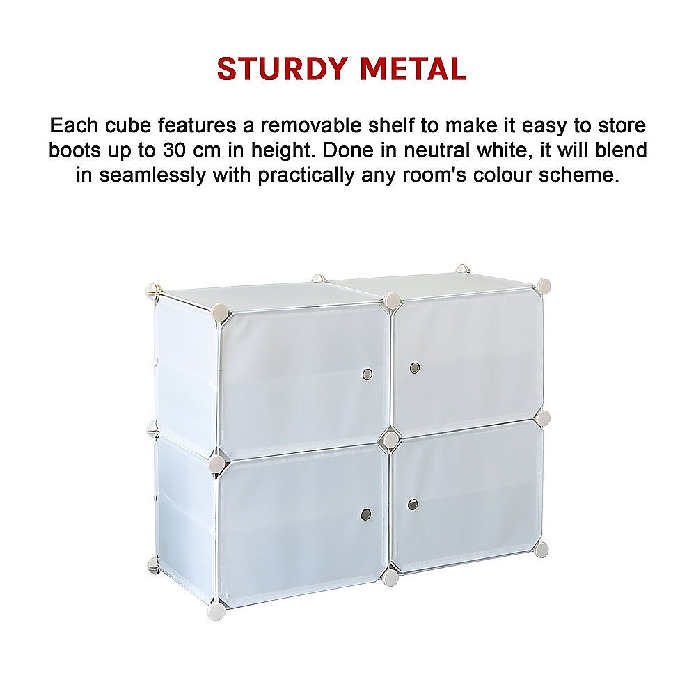White Cube DIY Shoe Cabinet Rack Storage Portable Stackable Organiser Stand 10