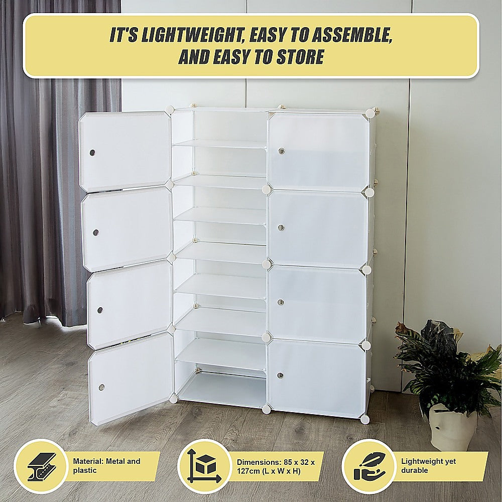White Cube DIY Shoe Cabinet Rack Storage Portable Stackable Organiser Stand 8