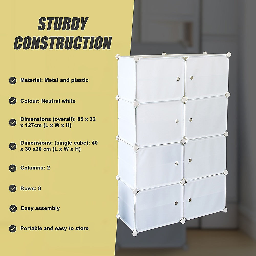 White Cube DIY Shoe Cabinet Rack Storage Portable Stackable Organiser Stand 9