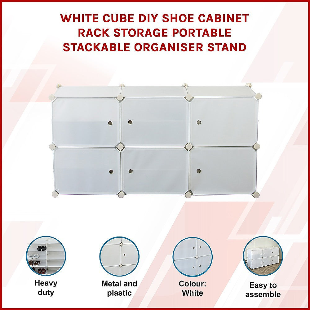 White Cube DIY Shoe Cabinet Rack Storage Portable Stackable Organiser Stand 3