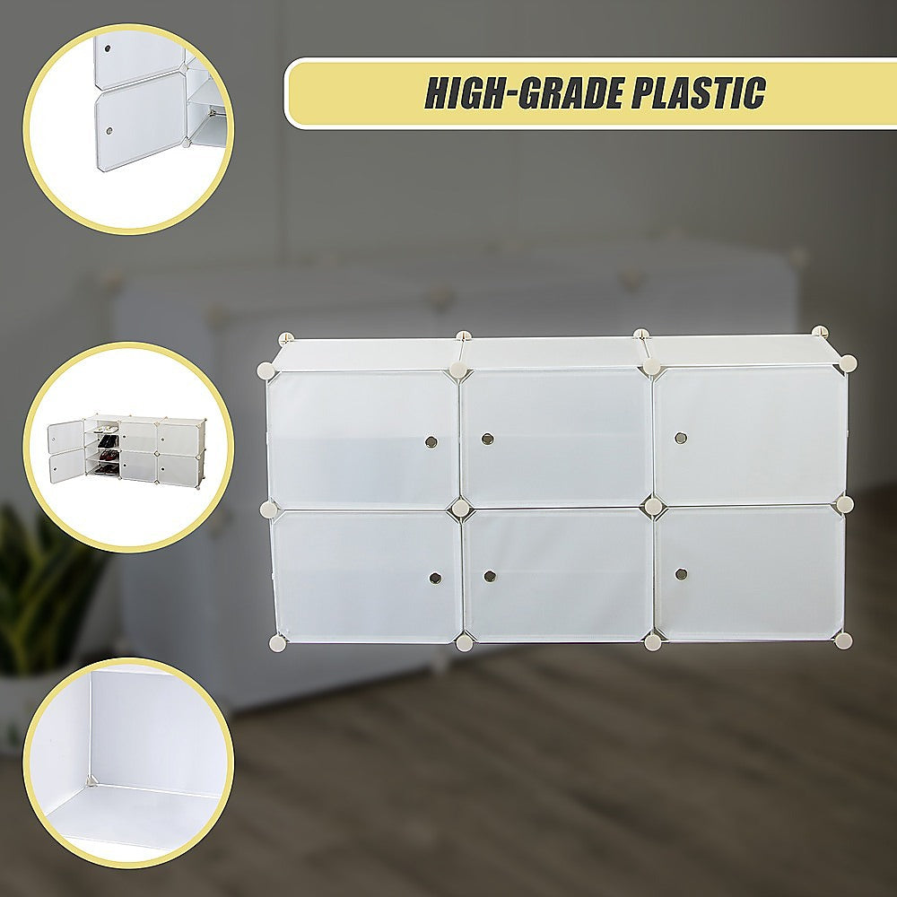 White Cube DIY Shoe Cabinet Rack Storage Portable Stackable Organiser Stand 8