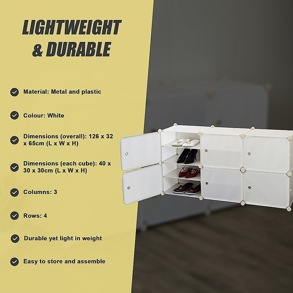 White Cube DIY Shoe Cabinet Rack Storage Portable Stackable Organiser Stand 10