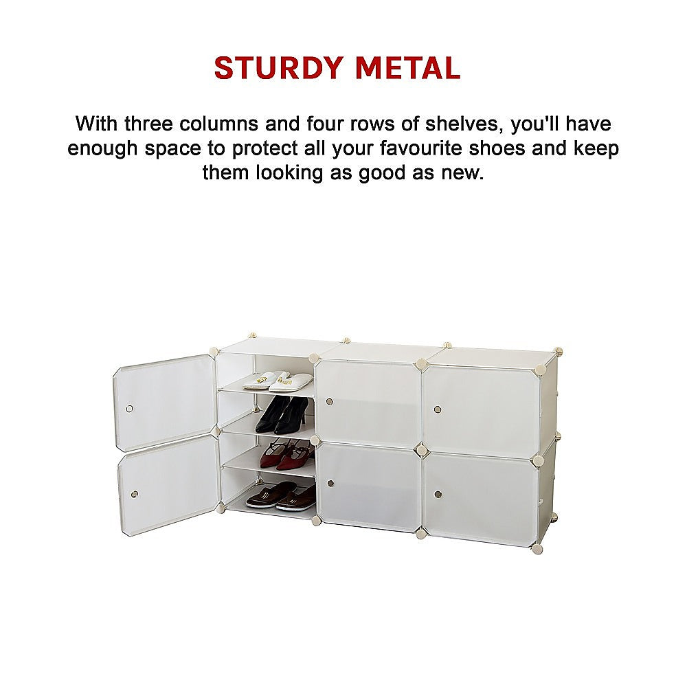White Cube DIY Shoe Cabinet Rack Storage Portable Stackable Organiser Stand 11