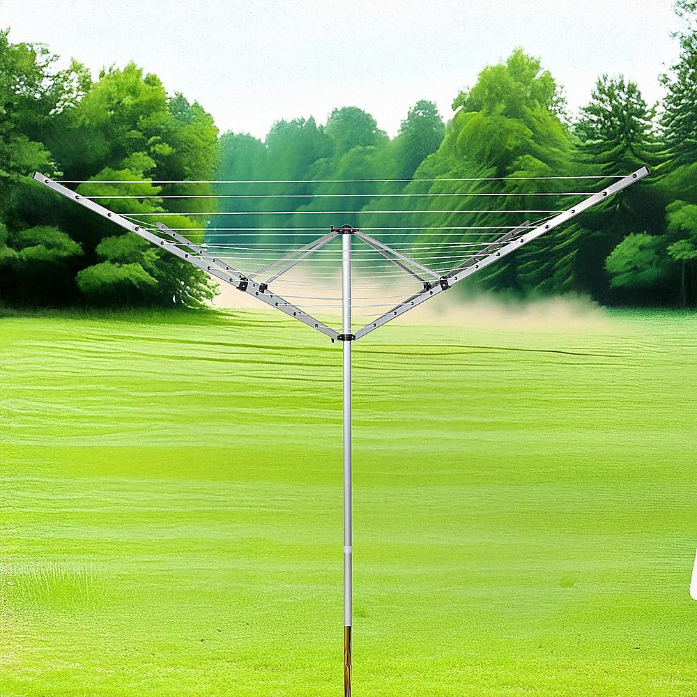 4 Arm Rotary Airer Outdoor Washing Line Clothes Dryer 50m Length 6