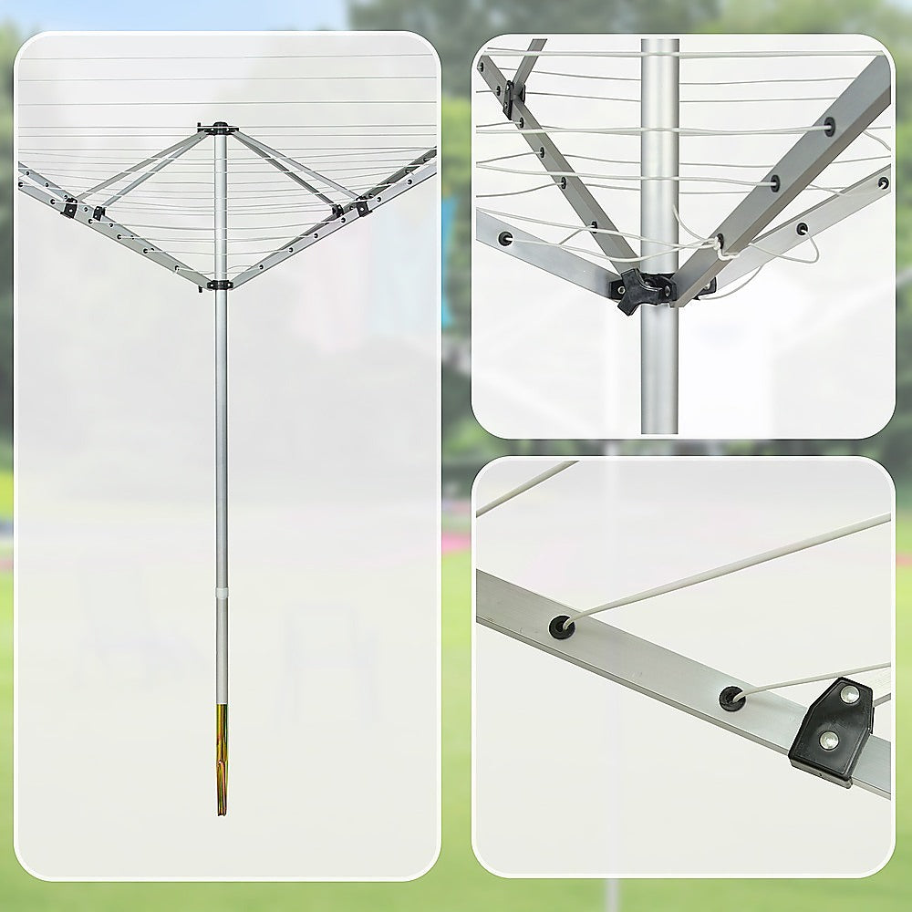 4 Arm Rotary Airer Outdoor Washing Line Clothes Dryer 50m Length 8