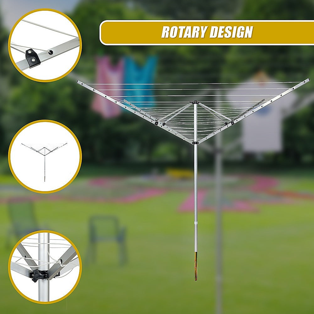 4 Arm Rotary Airer Outdoor Washing Line Clothes Dryer 50m Length 9