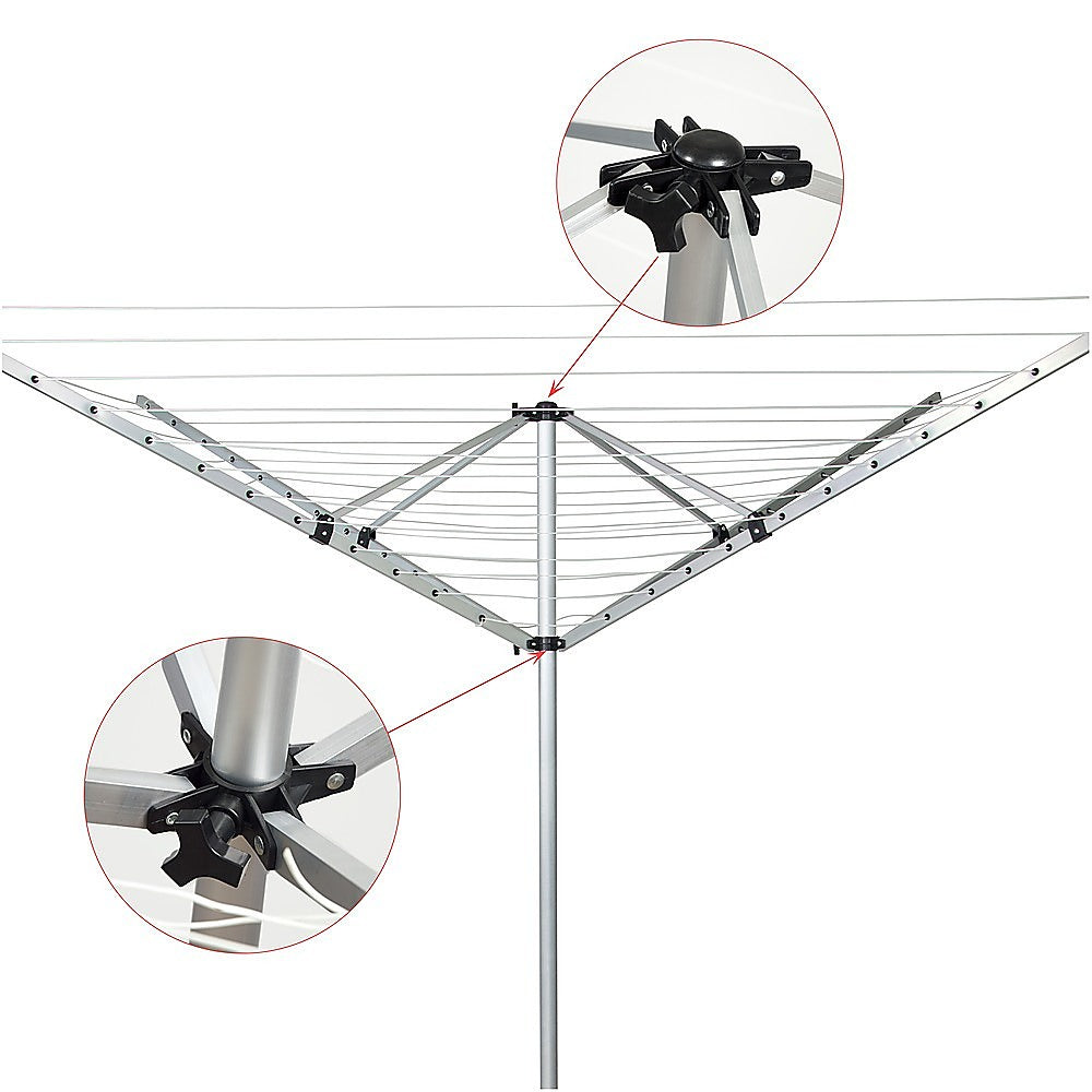 4 Arm Rotary Airer Outdoor Washing Line Clothes Dryer 50m Length 7