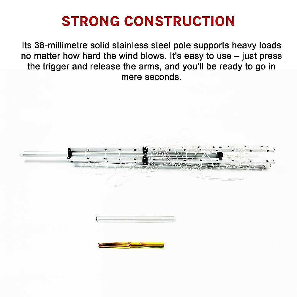 4 Arm Rotary Airer Outdoor Washing Line Clothes Dryer 50m Length 12