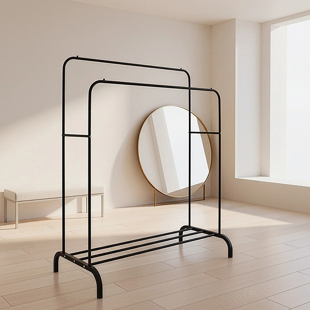 Heavy Metal Double Clothes Rail Hanging Rack Garment Display Stand Storage Shelf 7