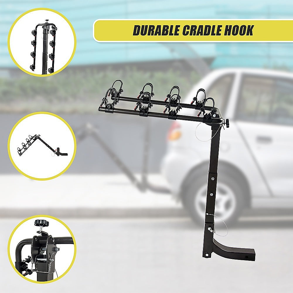 Premium 4-Bike Carrier Rack Hitch Mount Swing Down Bicycle Rack W/ 2" Receiver 8