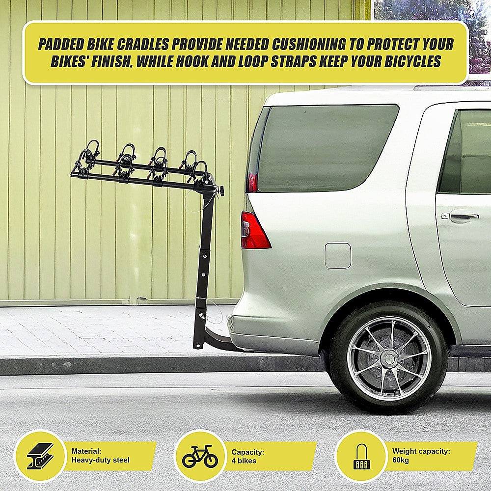 Premium 4-Bike Carrier Rack Hitch Mount Swing Down Bicycle Rack W/ 2" Receiver 9