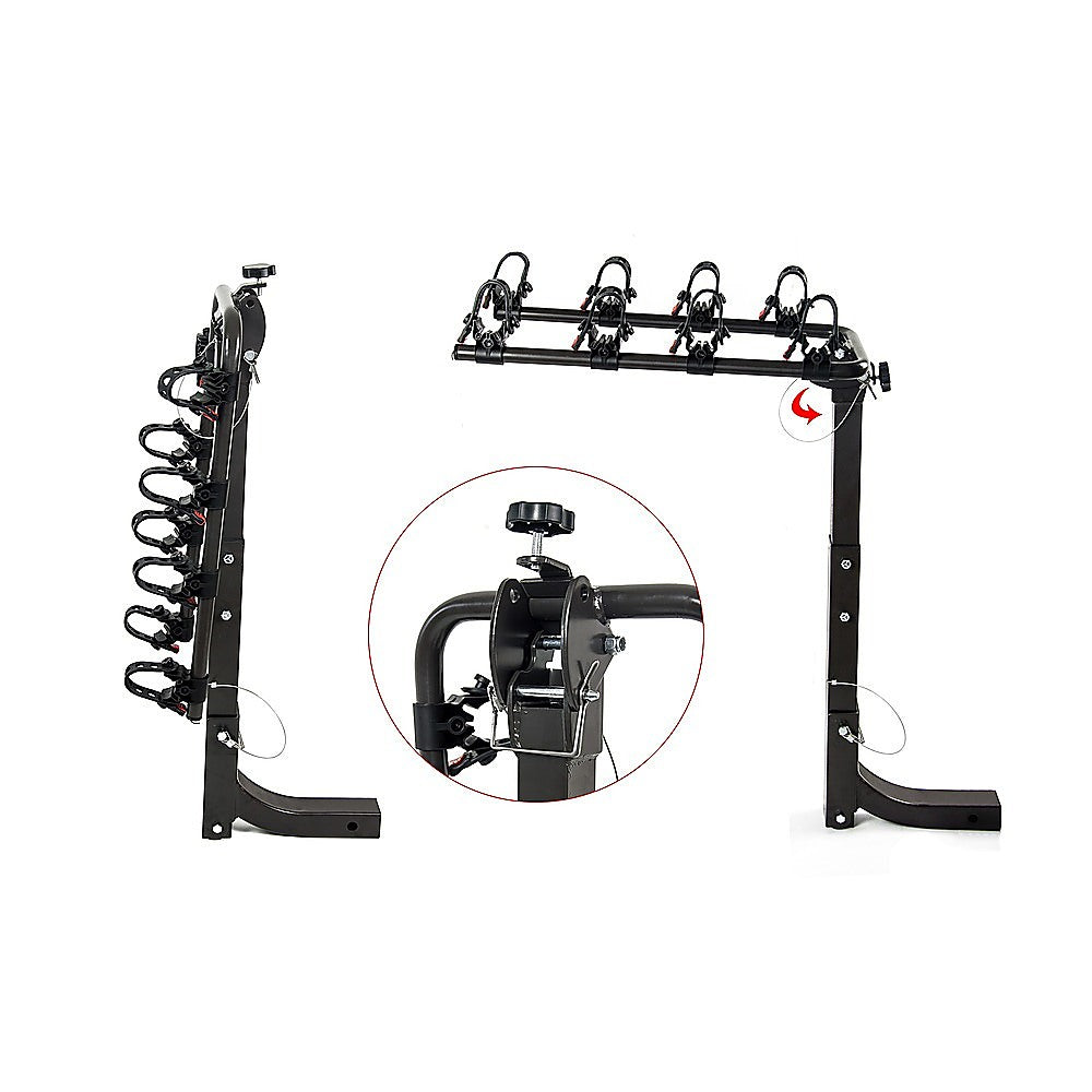 Premium 4-Bike Carrier Rack Hitch Mount Swing Down Bicycle Rack W/ 2" Receiver 7