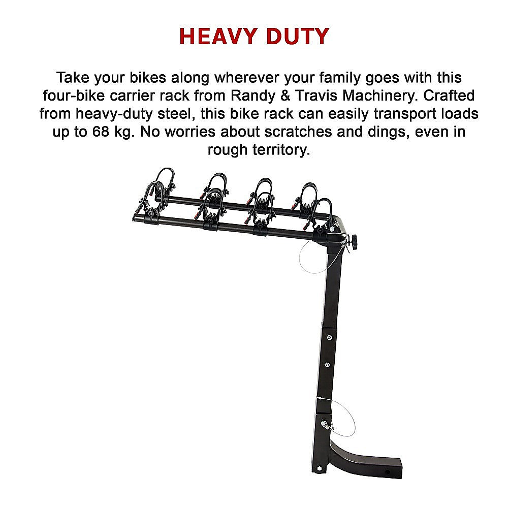 Premium 4-Bike Carrier Rack Hitch Mount Swing Down Bicycle Rack W/ 2" Receiver 11