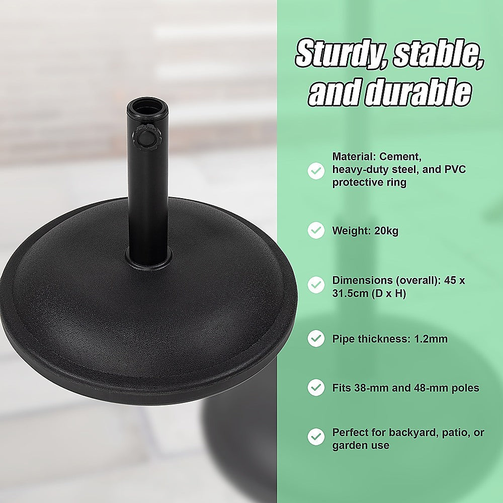 20kg Patio Sun Umbrella Base Durable Parasol Garden Stand Cement Round 8