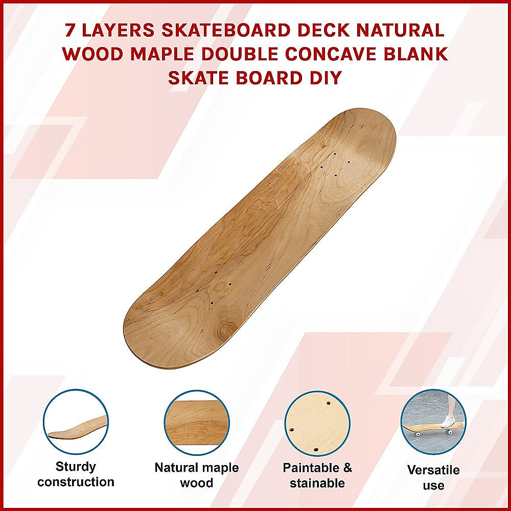 7 Layers Skateboard Deck Natural Wood Maple Double Concave Blank Skate Board DIY 3
