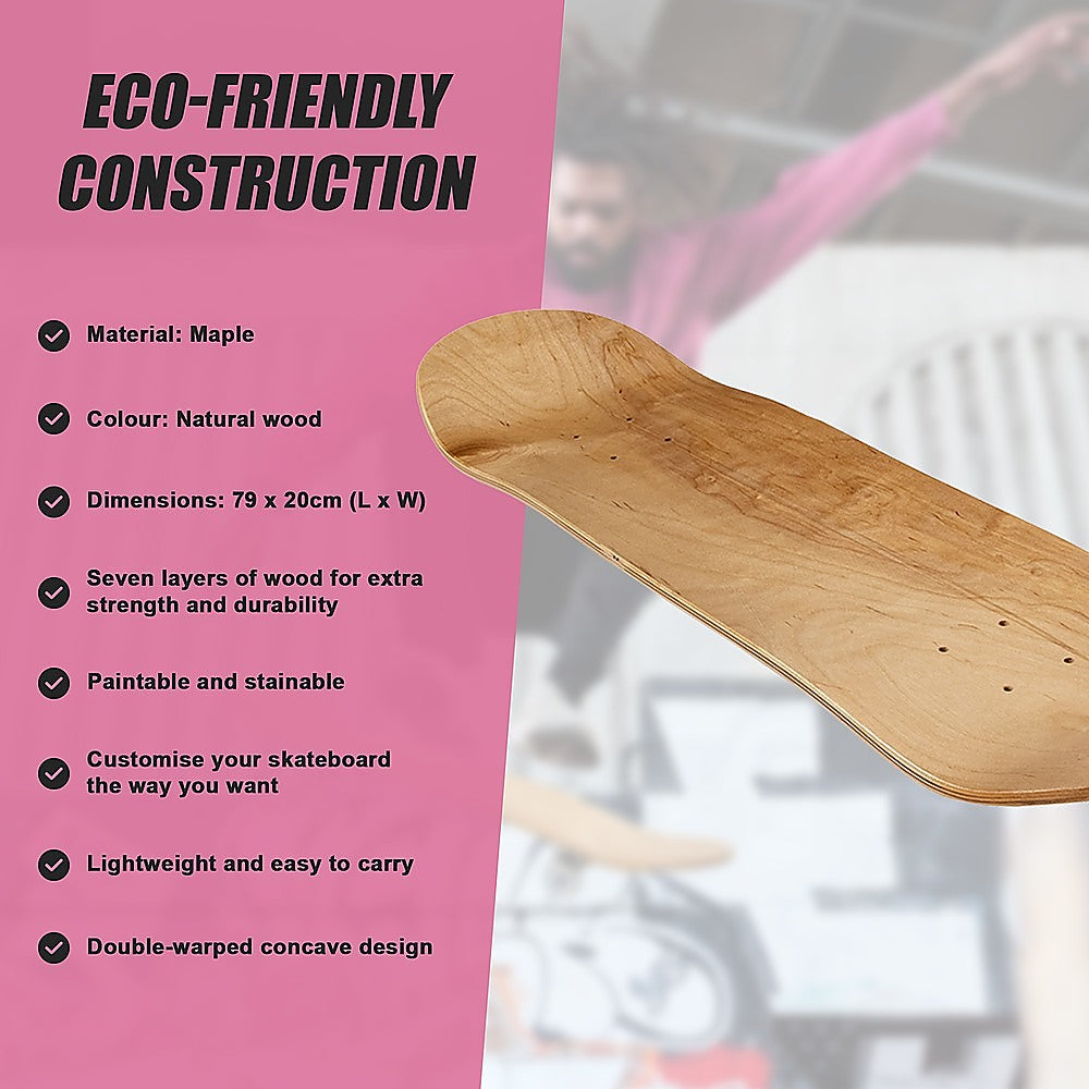 7 Layers Skateboard Deck Natural Wood Maple Double Concave Blank Skate Board DIY 10
