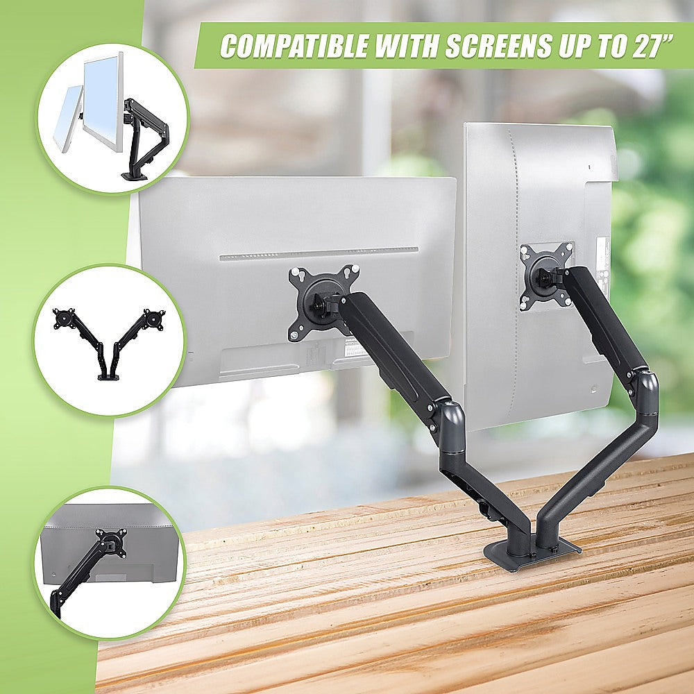 Dual Screen Gas-strut Monitor Stand Mount Desktop Bracket for LED/LC 7