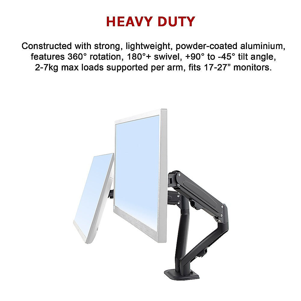 Dual Screen Gas-strut Monitor Stand Mount Desktop Bracket for LED/LC 10