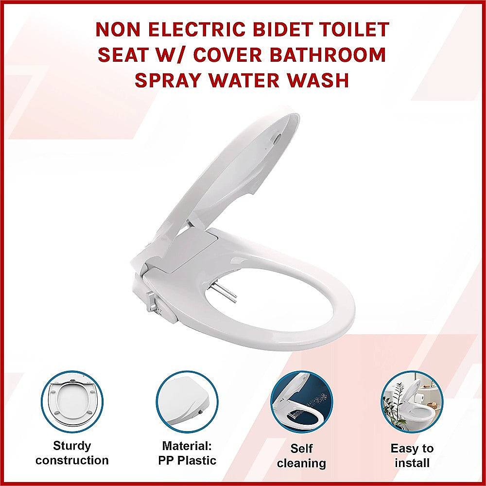 Non Electric Bidet Toilet Seat W/ Cover Bathroom Spray Water Wash 3