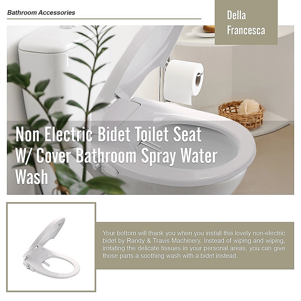 Non Electric Bidet Toilet Seat W/ Cover Bathroom Spray Water Wash 8