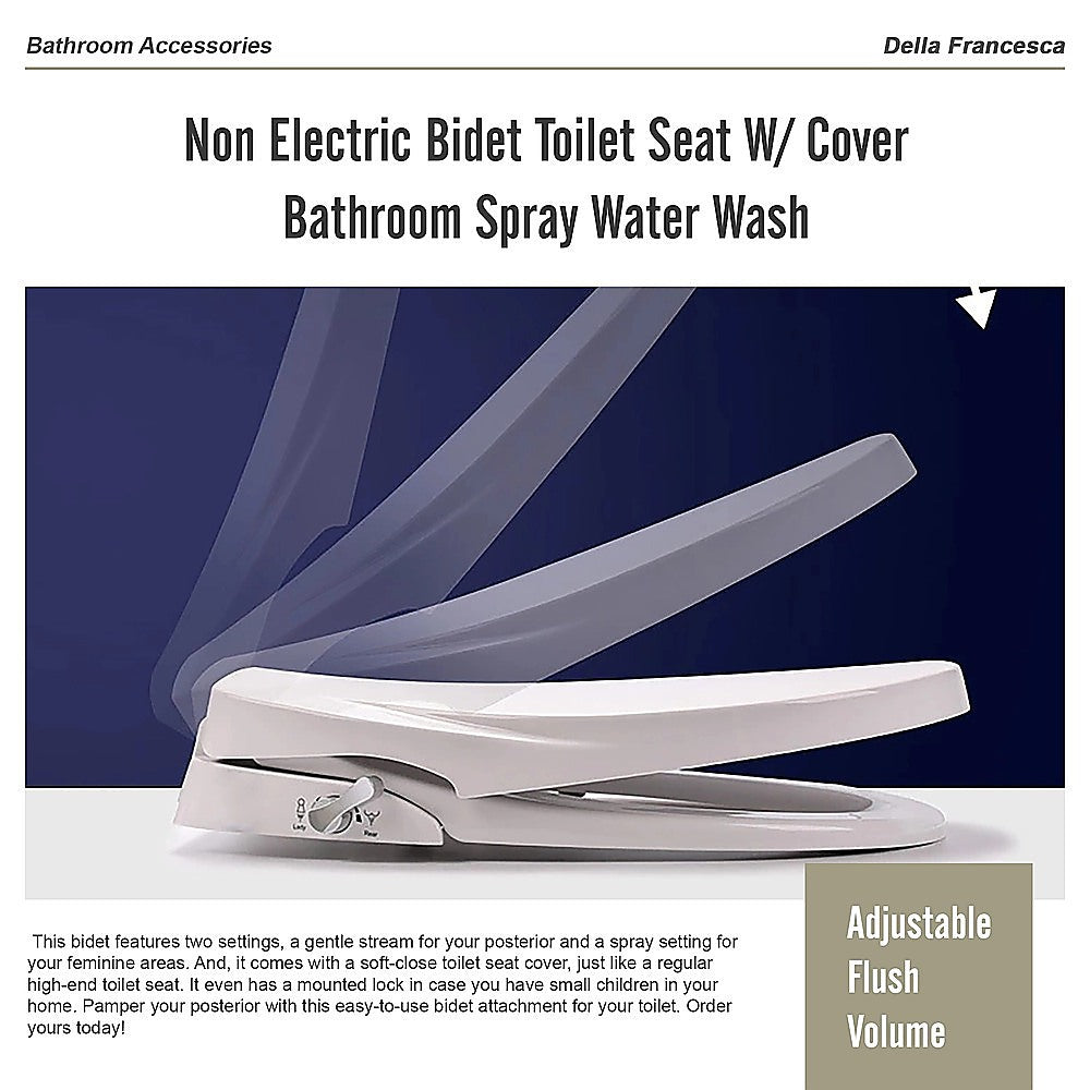 Non Electric Bidet Toilet Seat W/ Cover Bathroom Spray Water Wash 9